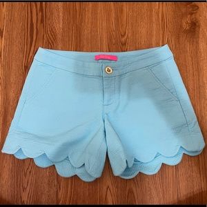 Lilly Pulitzer Scalloped Shorts- Blue (Size 0)